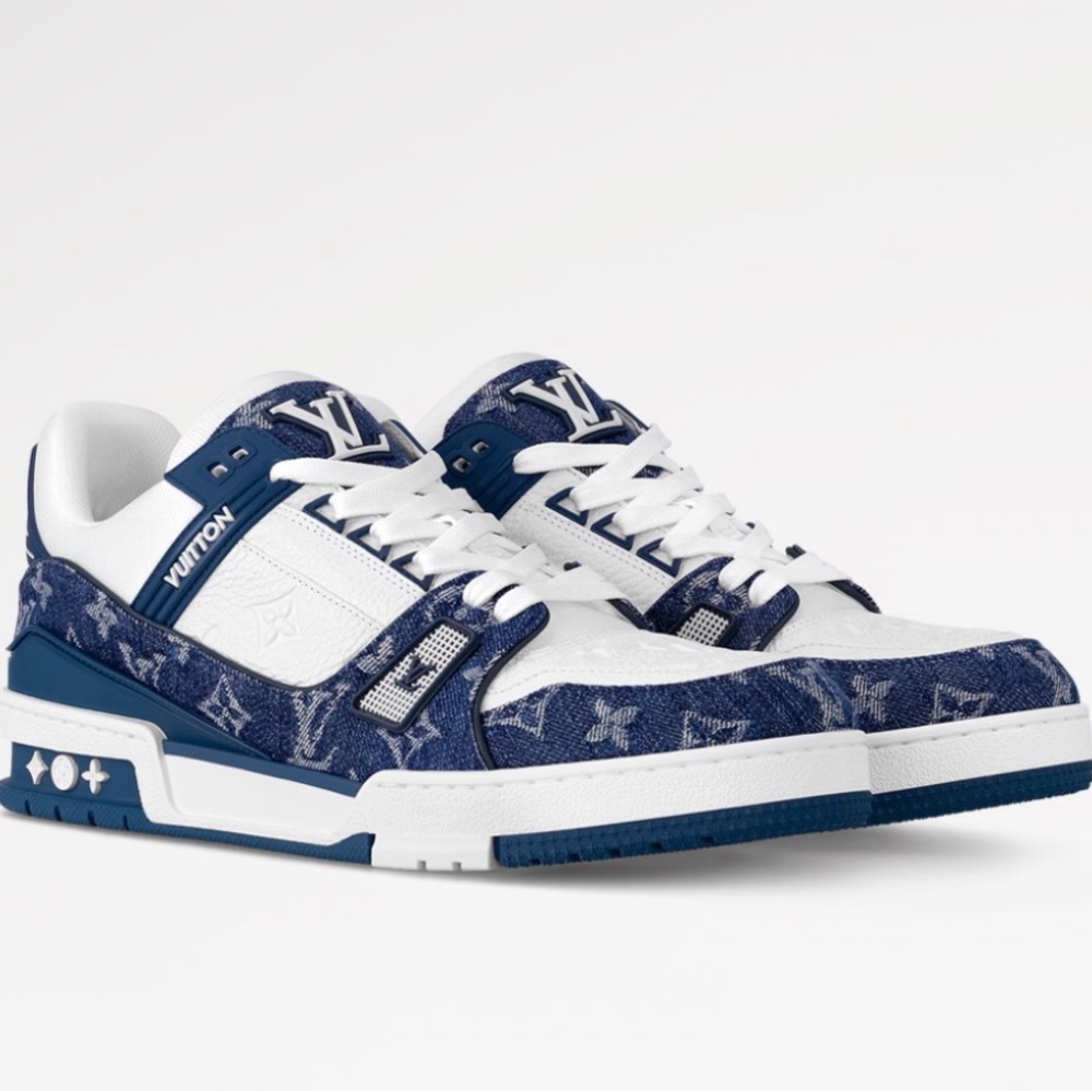 Louis Vuitton Men's White and Navy Sneakers